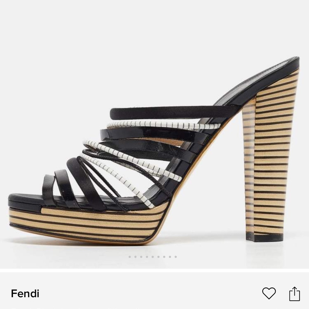 Fendi Black and White Strappy Platform Sandals